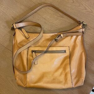 Fossil Vickery Tan Leather Shoulder Crossbody Bag Purse